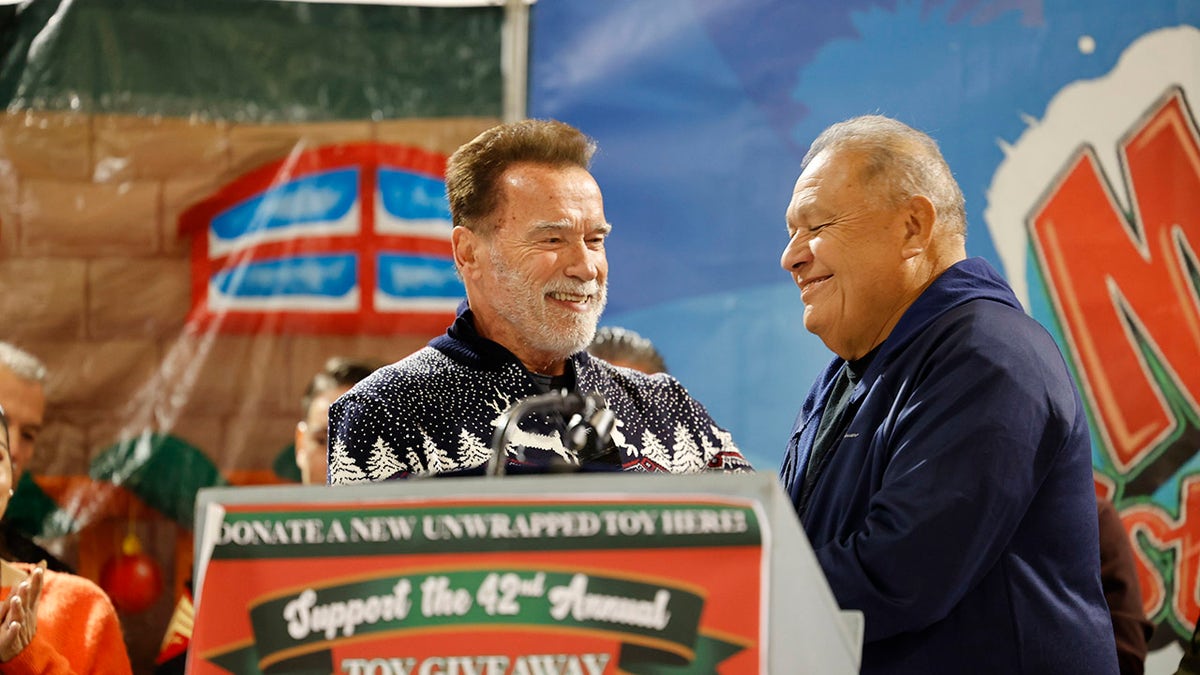 Arnold Schwarzenegger with Hollenbeck Youth Center founder Danny Hernandez