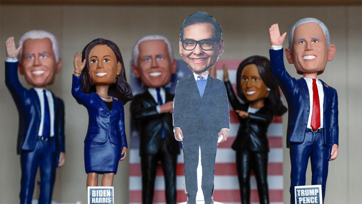 A collection of political bobbleheads