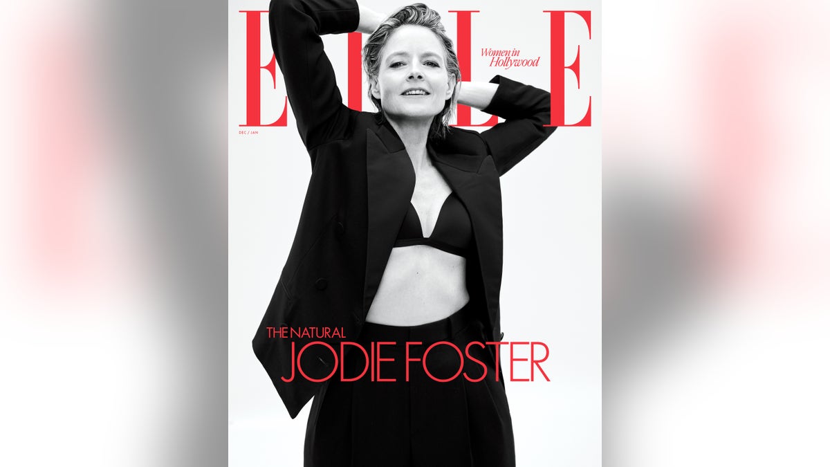 Jodie Foster posing on the cover of Elle