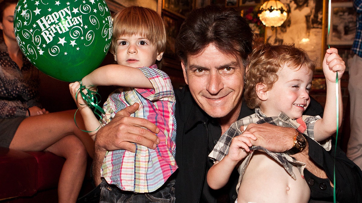 Charlie Sheen with sons Bob and Max