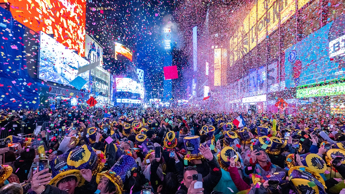 Tmes Square in New York City during the 2023 New Year's celebration