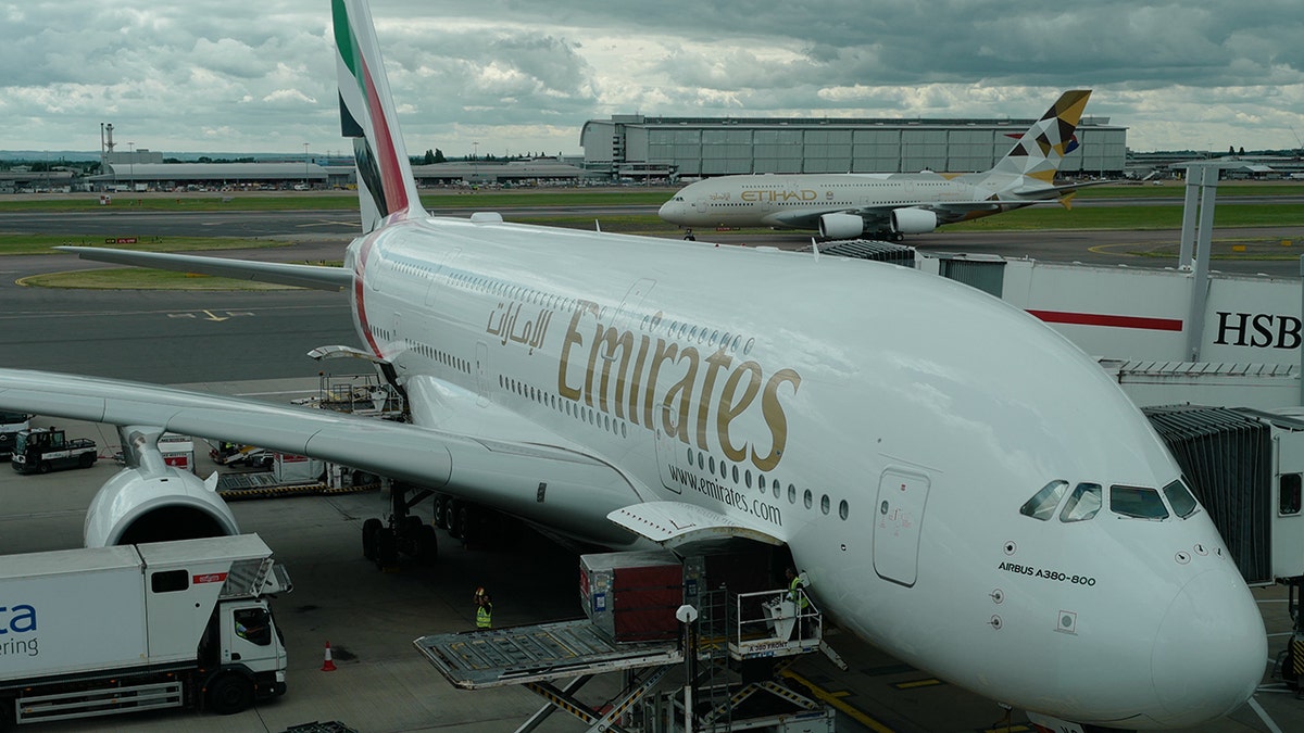 Emirates plane at terminal