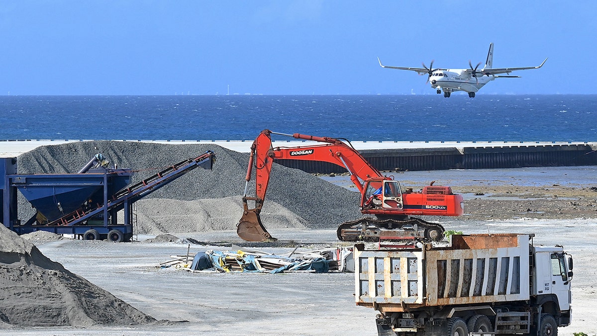 Construction vehicles on the island