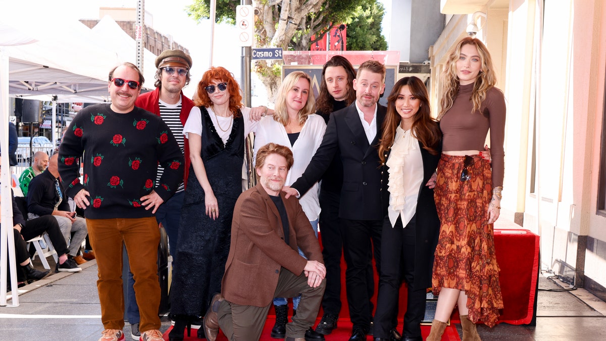 Quinn Culkin, Seth Green, Rory Culkin, Macaulay Culkin, Brenda Song, Paris Jackson and guests at the star ceremony where Macaulay Culkin is honored with a star on the Hollywood Walk of Fame