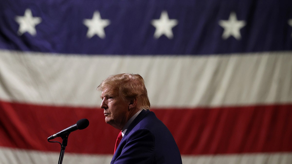 Republican presidential candidate former U.S. President Donald Trump looks on during a campaign rally at the Reno-Sparks Convention Center on Dec. 17 in Reno, Nevada.