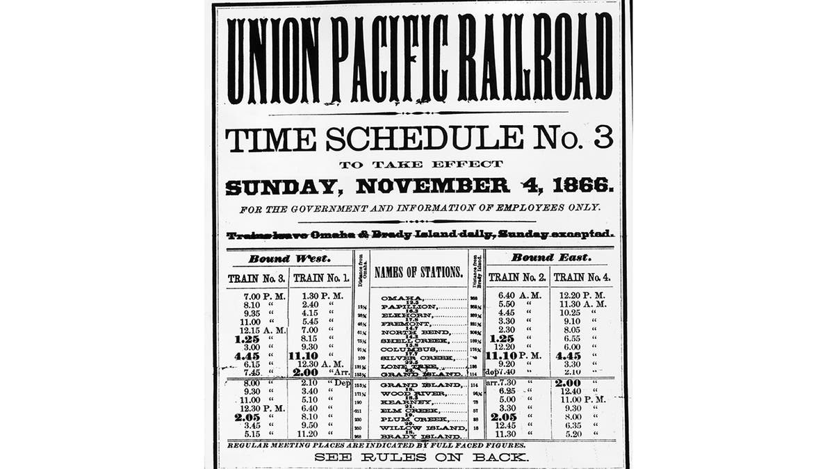 Train timetable from 1866