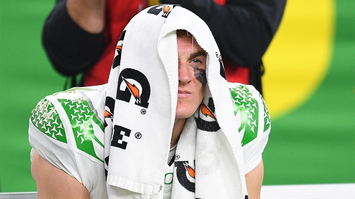 Bo Nix looks on during the Pac-12 Championship Game