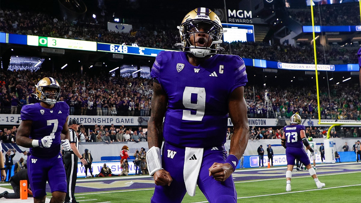 Michael Penix Jr. celebrates a touchdown