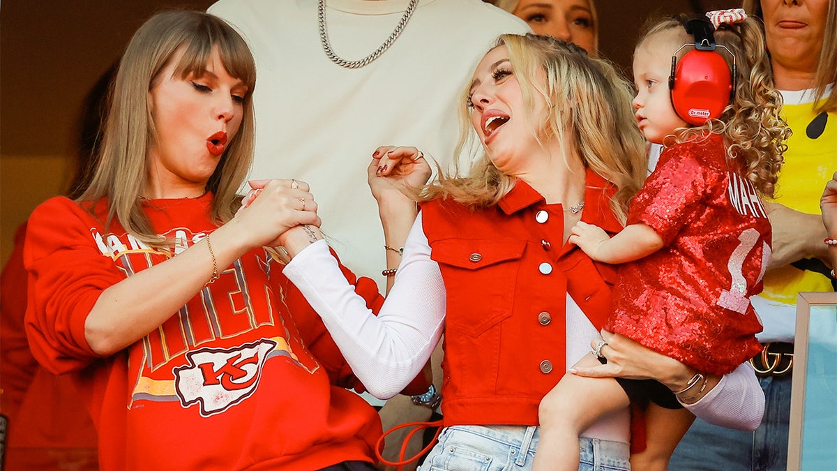 Taylor Swift and Brittany Mahomes celebrate