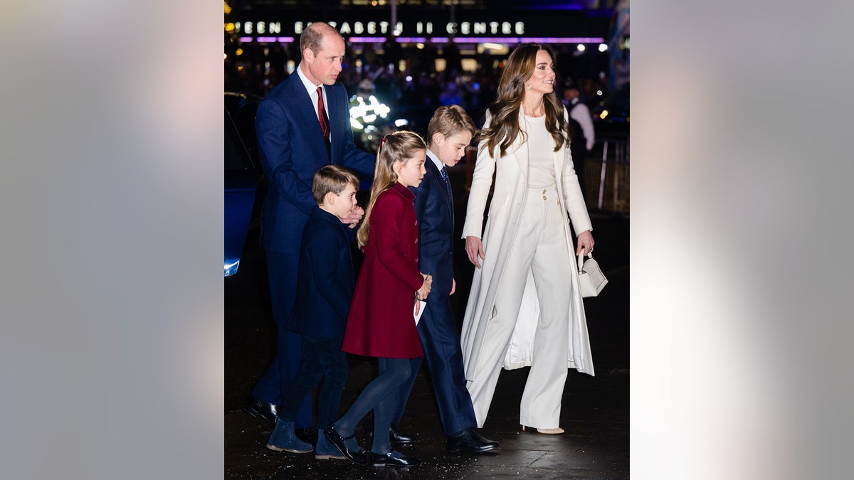 Kate Middleton and Prince William stepping out at night with their three children
