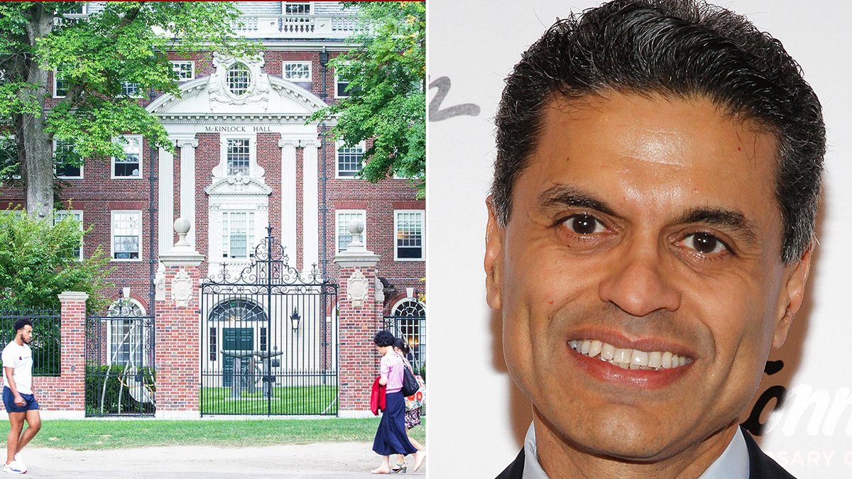 Harvard University and CNN anchor Fareed Zakaria split image
