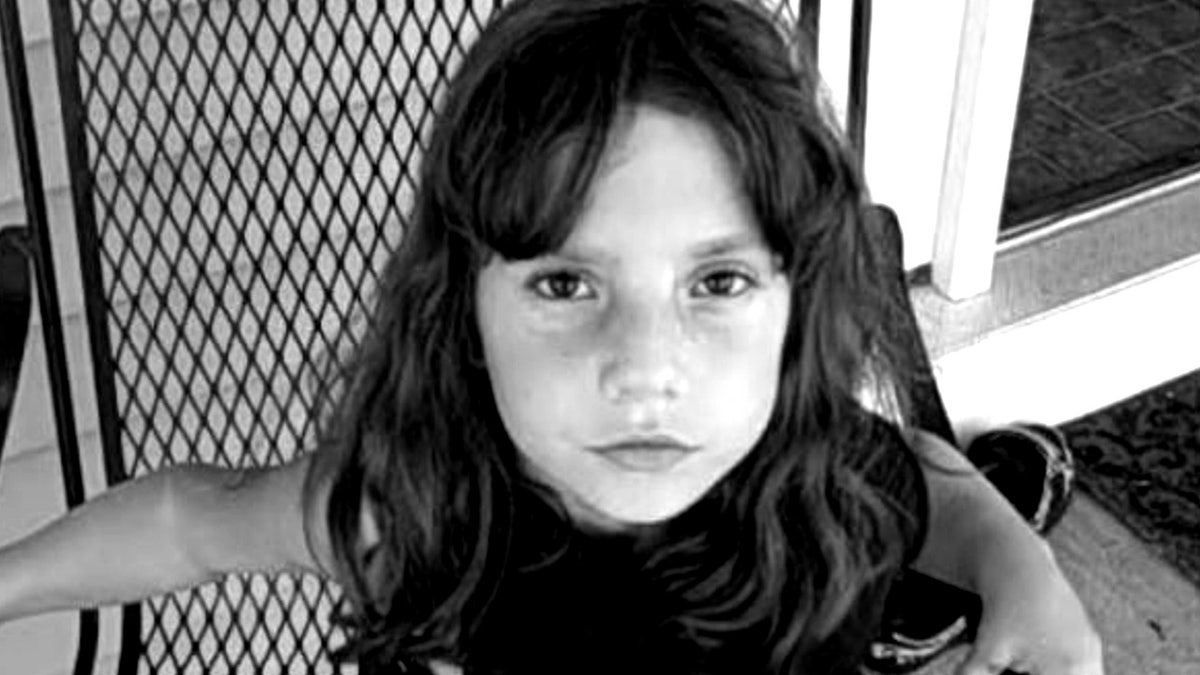 A close-up black and white photo of Natalia Grace