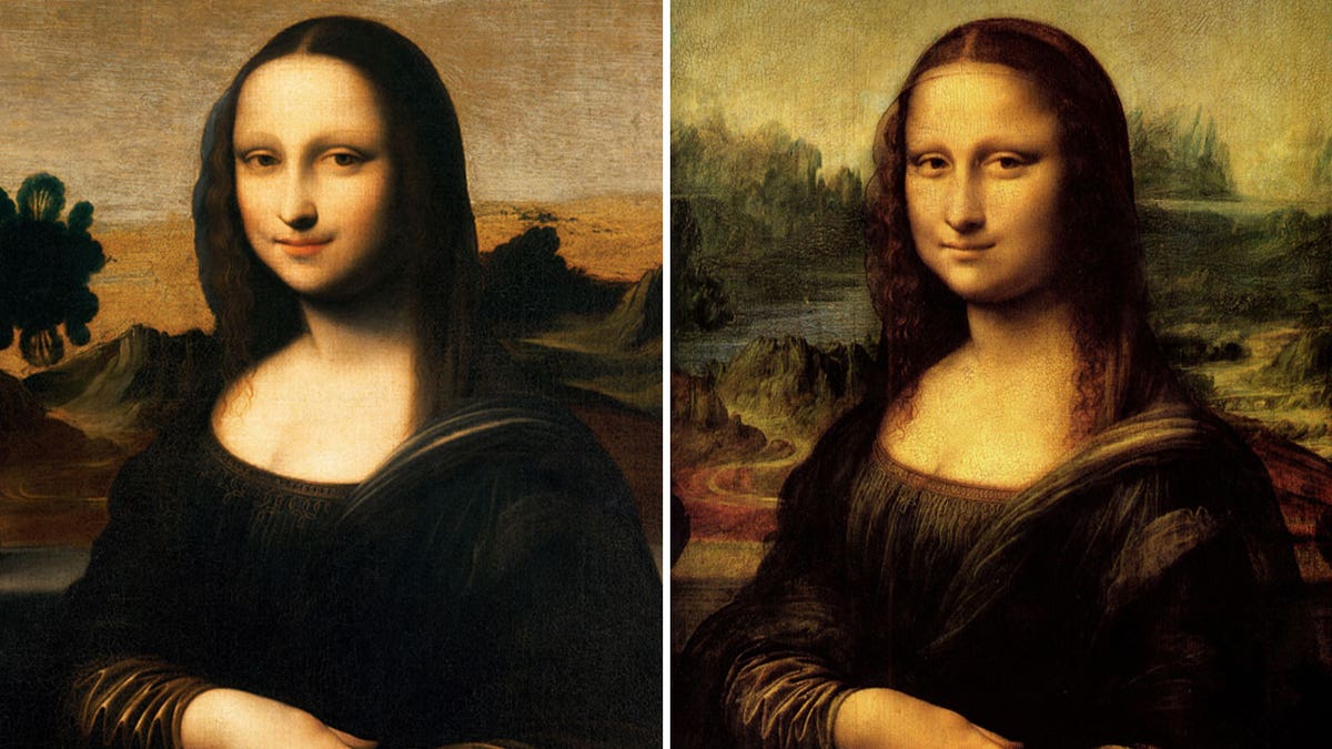 Isleworth Mona Lisa, left with the actual Mona Lisa