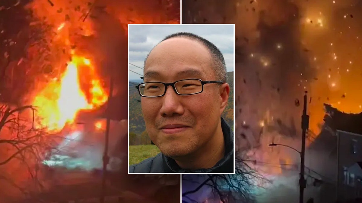 James Yoo inset over Arlington house explosion