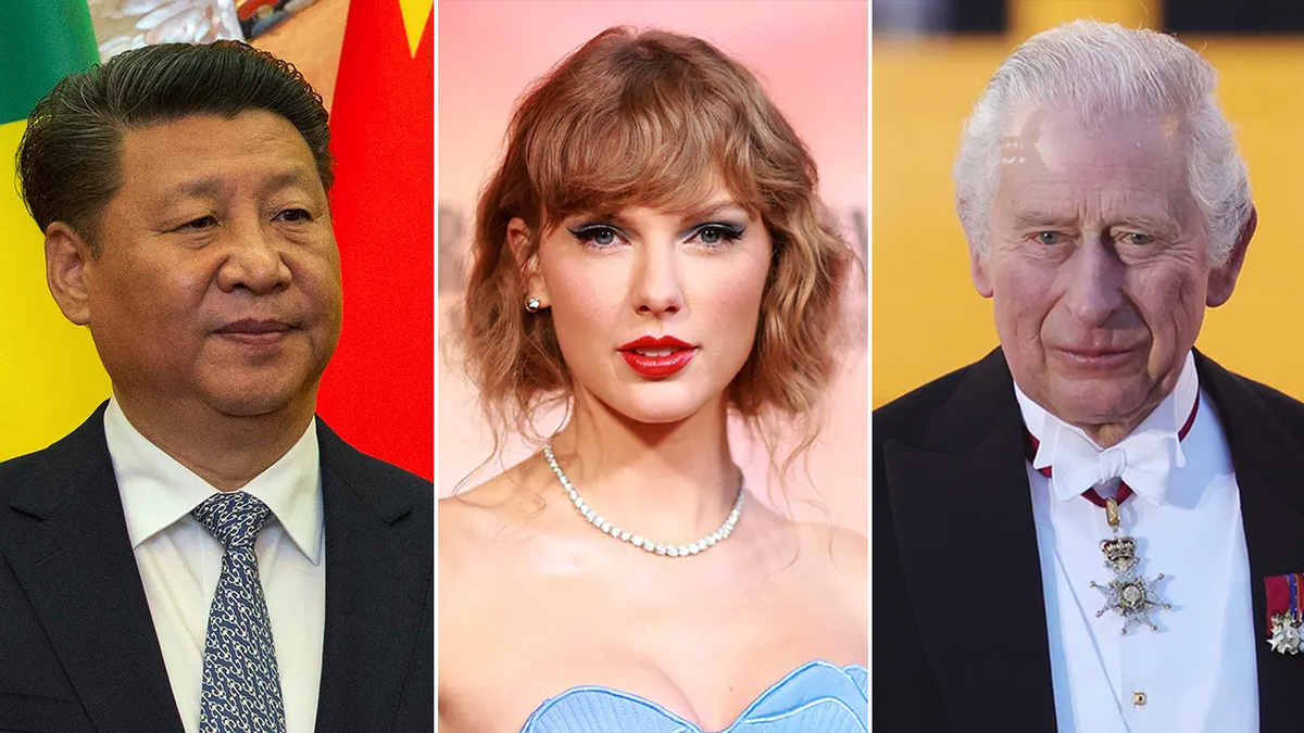 Chinese President Xi Jinping pop star Taylor Swift and King Charles split image