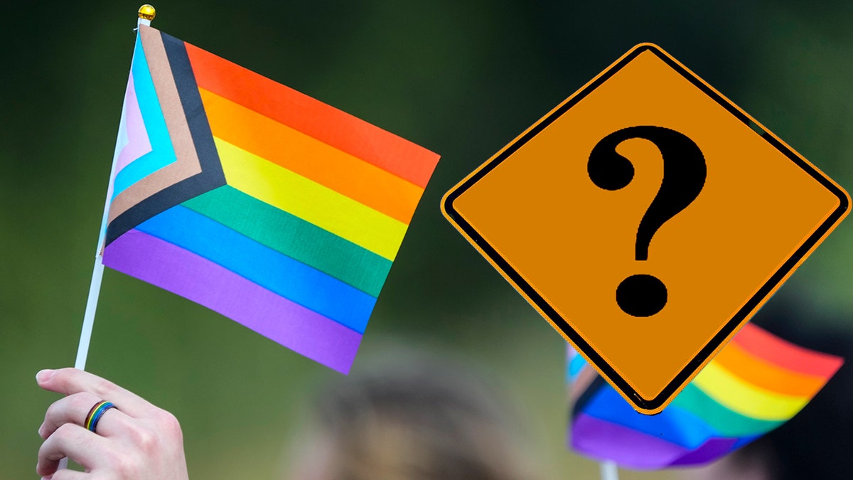 LGBTQ+ flag aside a question mark