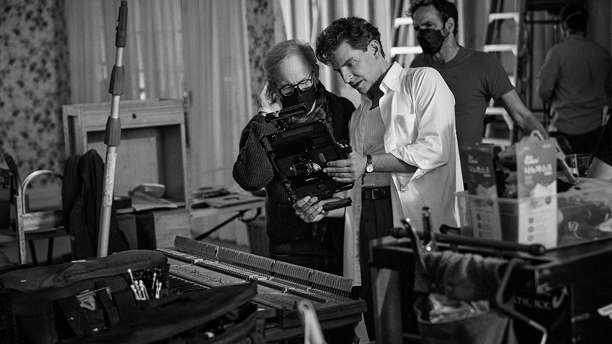 Bradley Cooper on set with Steven Spielberg