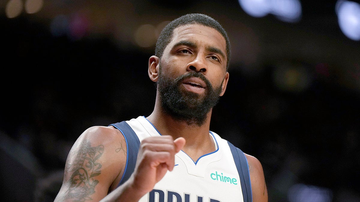 Kyrie Irving injures foot, Mavericks beat Trail Blazers behind Luka Doncic 1 Kyrie Irving reacts during first half