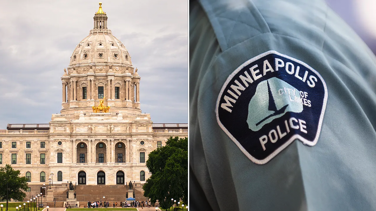 Minnesota State Capitol and Minneapolis police split image