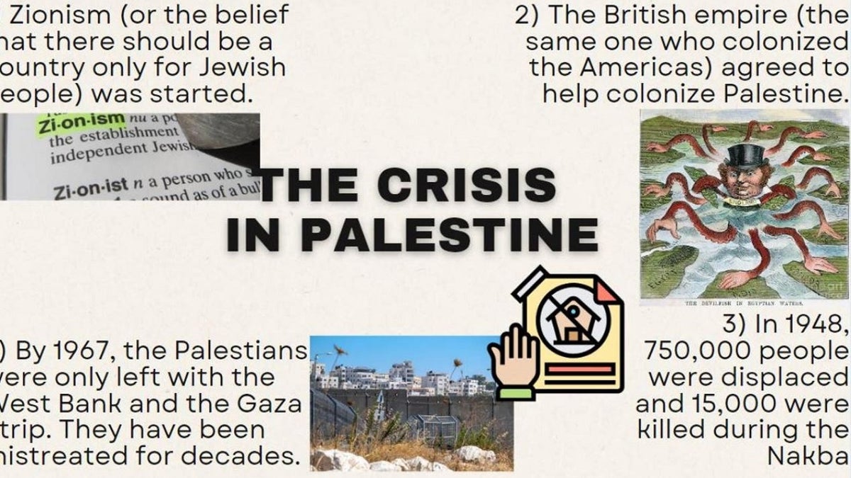 An image showing material from a planned event to teach students about Palestine