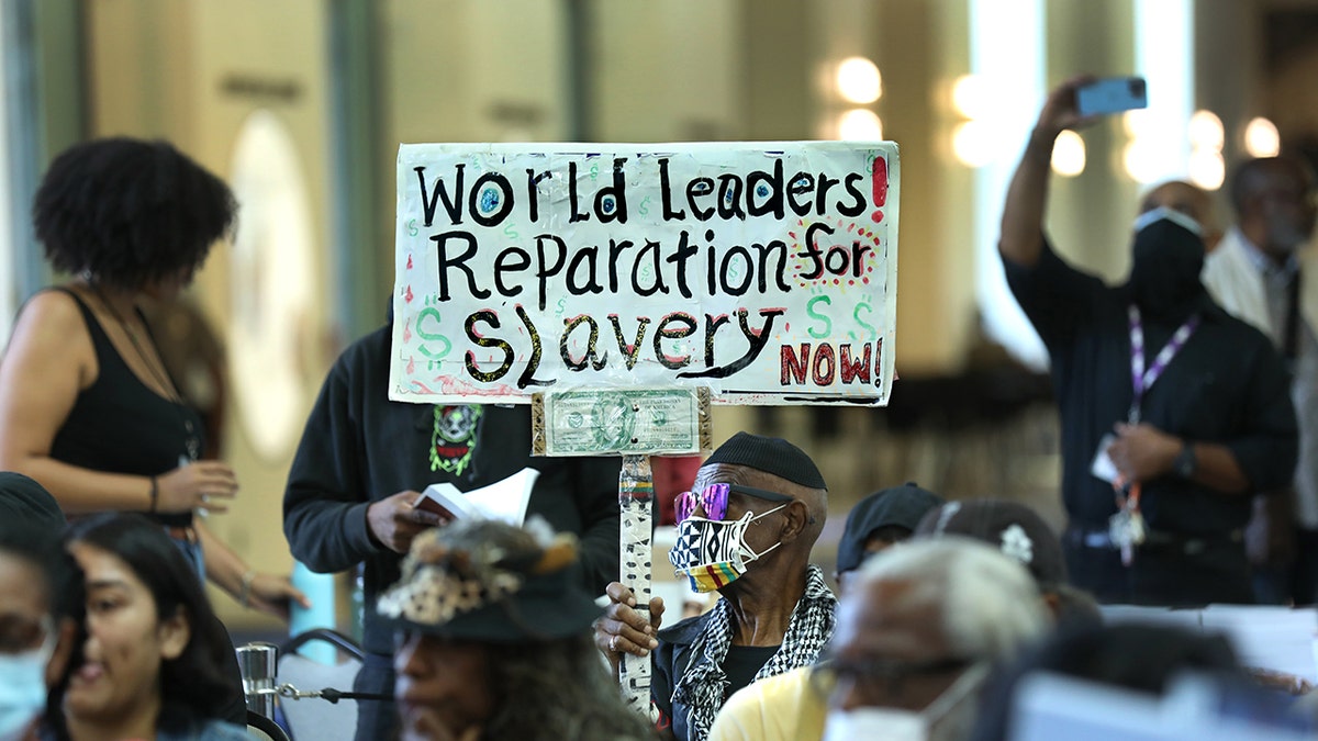 A pro-reparations sign