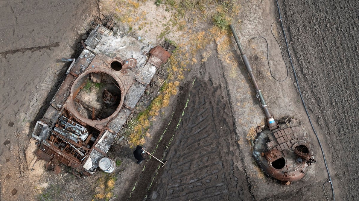 Destroyed Russian tank in Ukraine