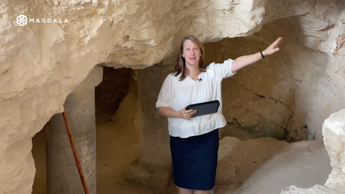 Kathleen Nichols in a cave