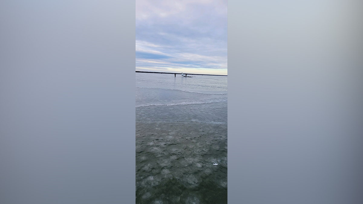A photo of the icy lake in Minnesota where a plan went through the ice