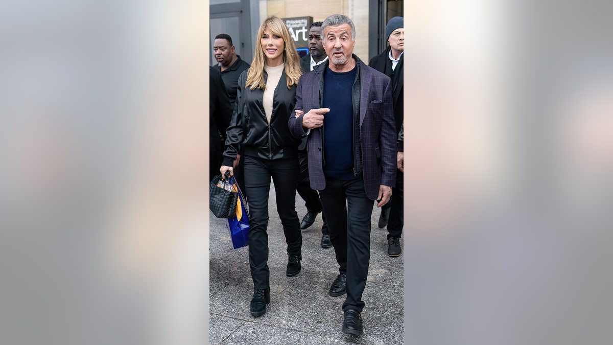 Sylvester Stallone and Jennifer Flavin arrives at "Rocky Day" in Philadelphia.