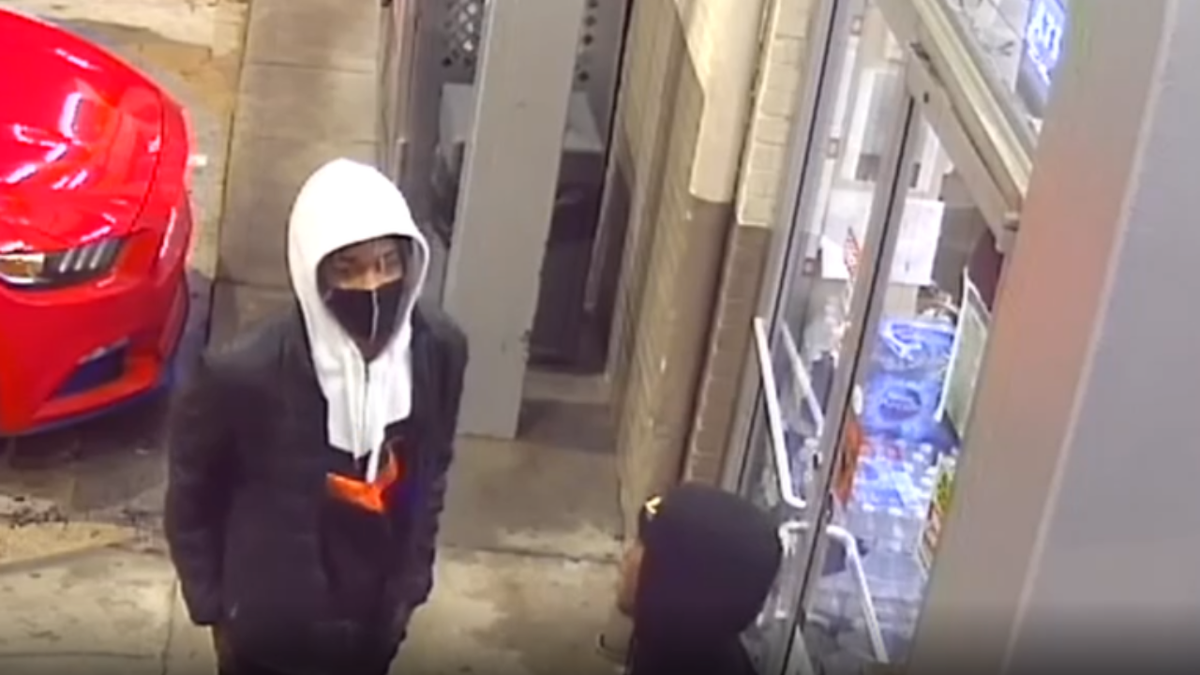 Surveillance footage from a suspected robbery