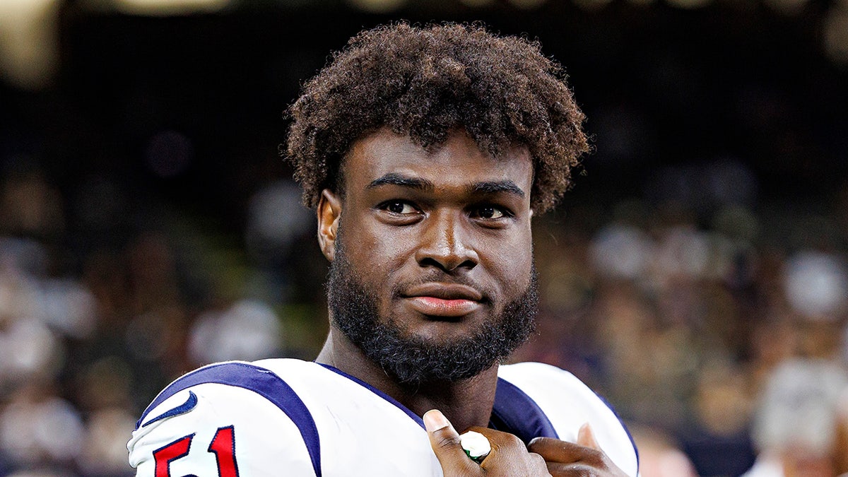 Will Anderson looks on during an Houston Texans game
