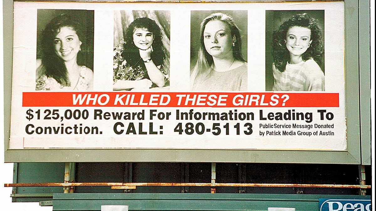 A billboard for four missing girls
