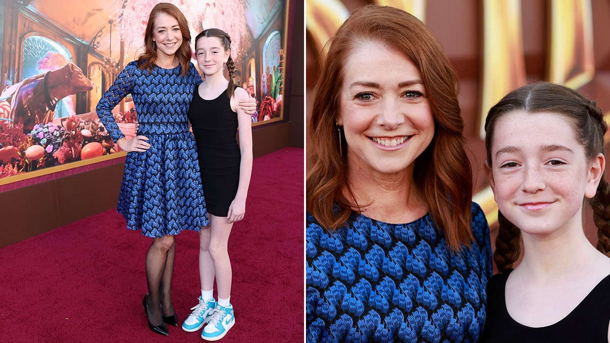 Alyson Hannigan and her daughter at "Wonka" premiere