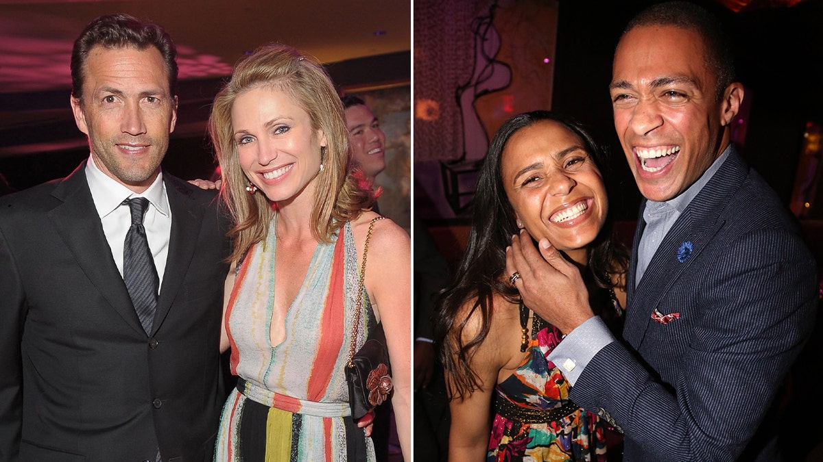 A split image of Andrew Shue, Amy Robach, Marilee Fiebig, T.J. Holmes