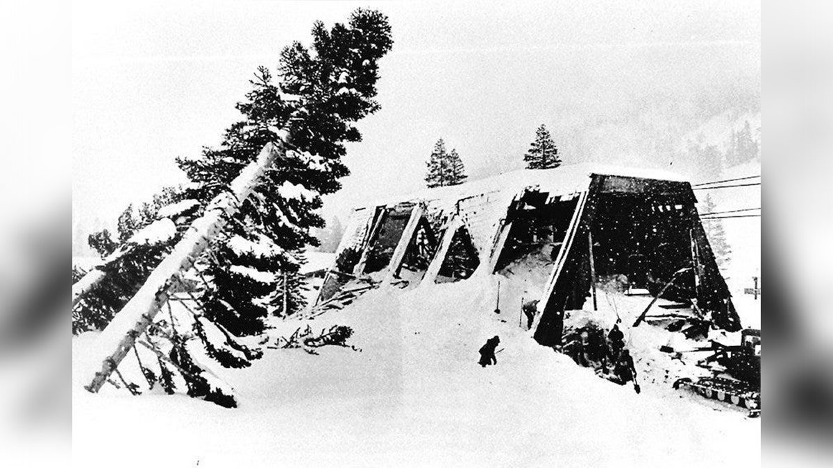 Alpine Meadows building covered in snow 1982