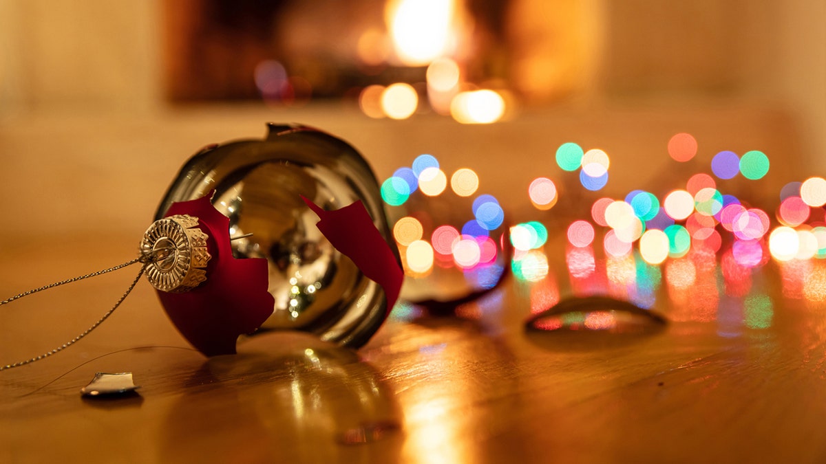 Christmas ornament broken on the floor