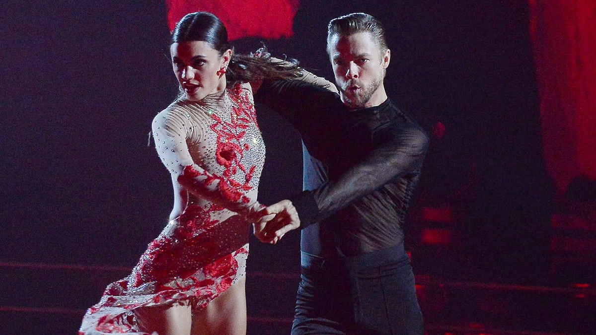 Dancing with the Stars pros Derek Hough and Hayley Erbert perform routine