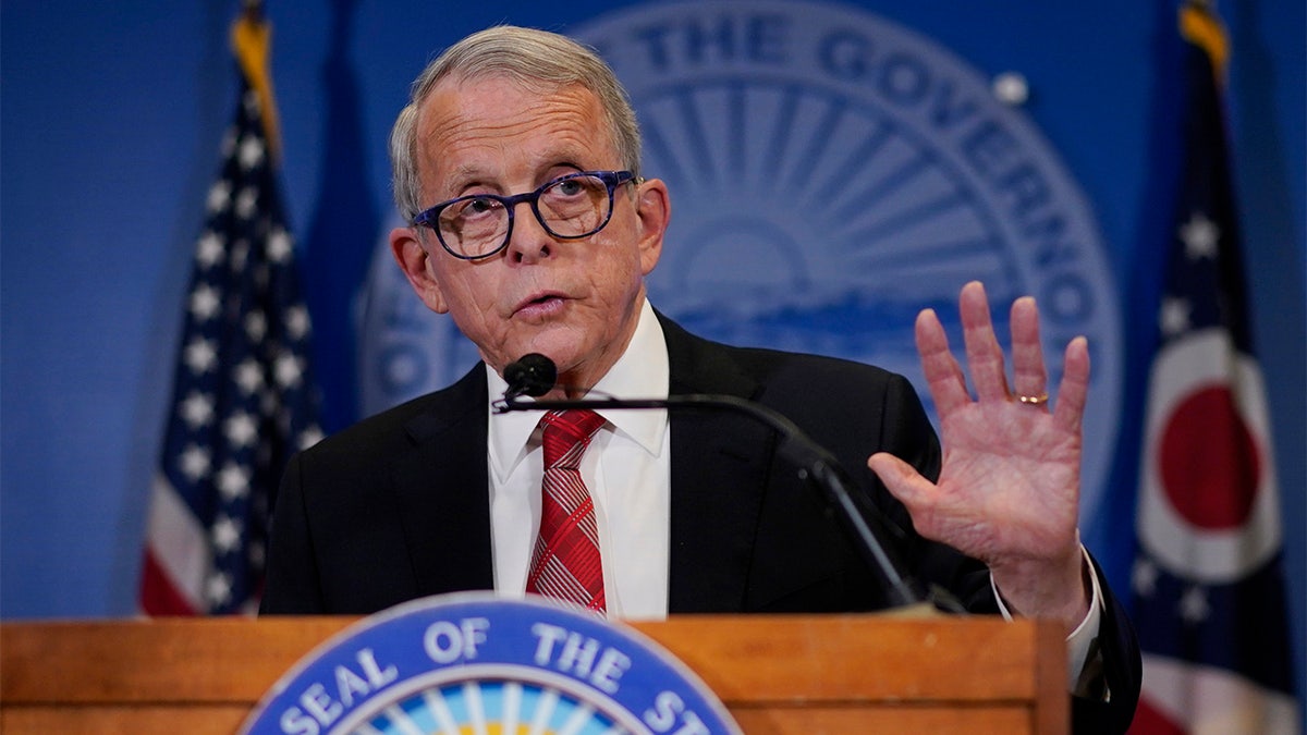 Mike DeWine spoke during a press conference