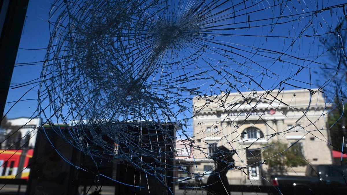 A bullet shatters glass