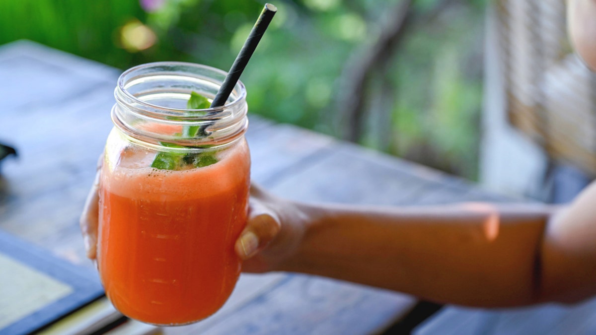 carrot juice in a jar