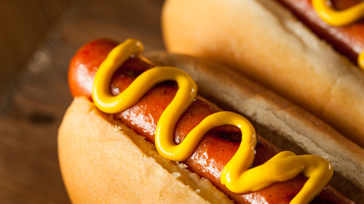 mustard on hot dog