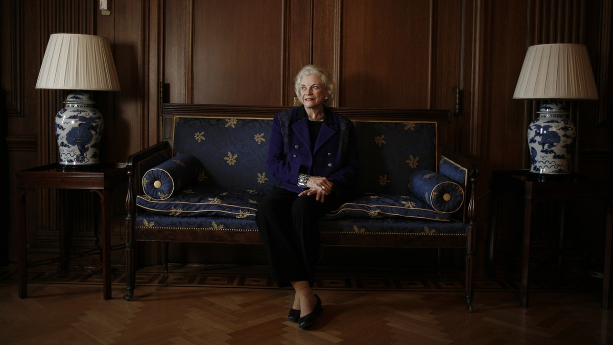 Justice Sandra Day OConnor on sofa in chambers