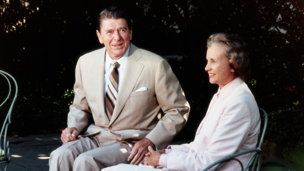 Sandra Day O'Connor, right, with President Reagan