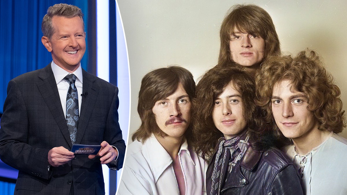 Una imagen dividida de Ken Jennings y Led Zeppelin