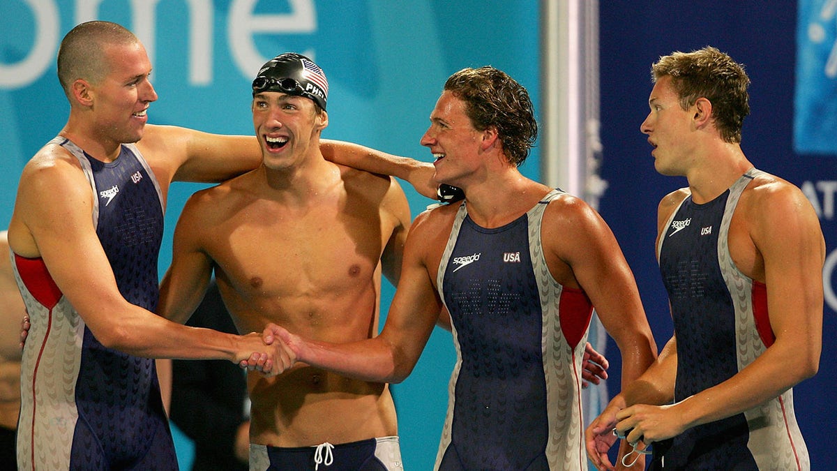 Klete Keller, Michael Phelps, Ryan Lochte, and Peter Vanderkaay