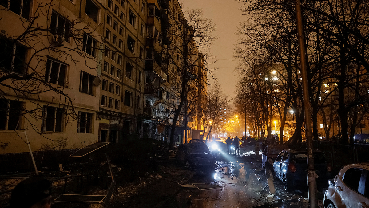 apartment building damaged during a Russian missile strike