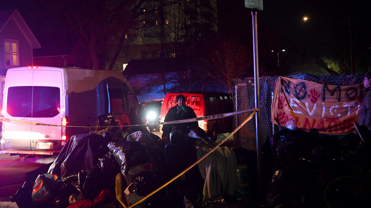 Crime scene at Minneapolis homeless camp