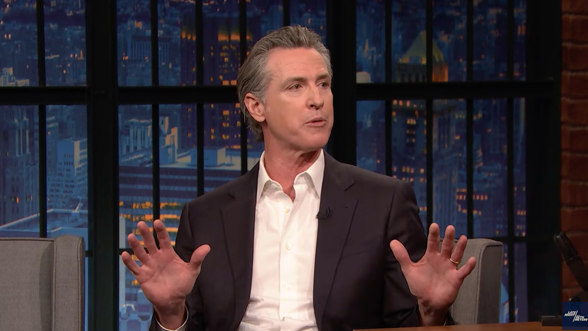 screenshot of Newsom on Late Night