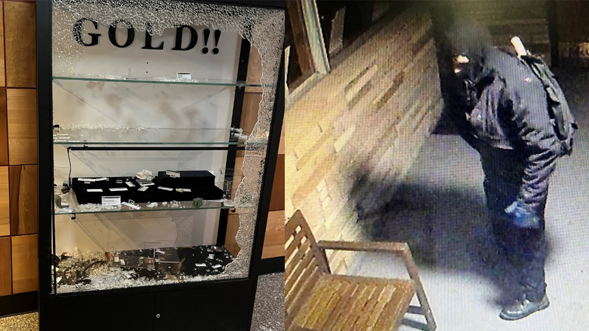 An Oregon suspect smashed a window and stole "numerous gold items" from a museum.