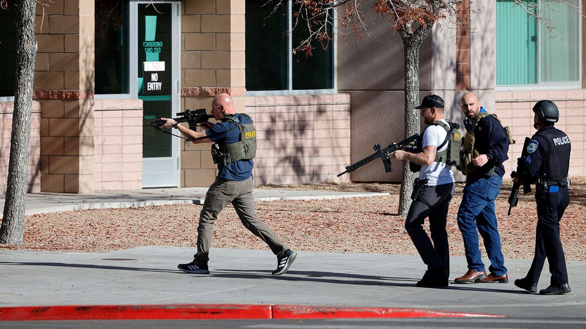 Police respond to the active shooter situation at UNLV